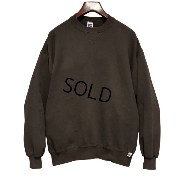 画像1: 90'ｓ【USA製】【RUSSELL】ラッセル 【ビンテージ】ブラウン【無地】【クルーネック】前V スウェット【サイズＸL】 