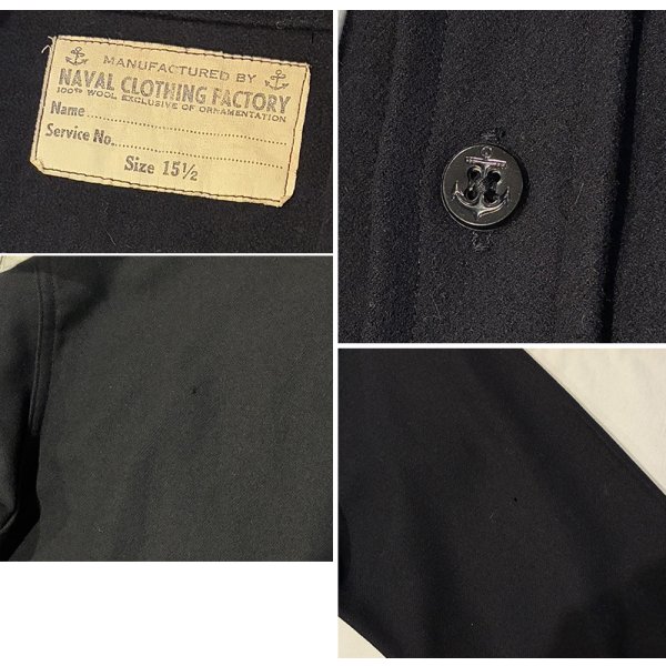 画像2: 60's 【ビンテージ】米軍実物 U.S.NAVY 黒 ウール１００％【CPOシャツ】US１５ １/２ 