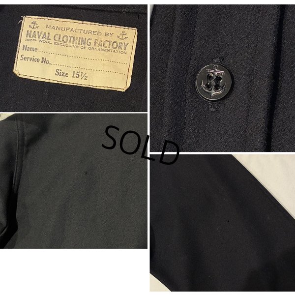 画像2: 60's 【ビンテージ】米軍実物 U.S.NAVY 黒 ウール１００％【CPOシャツ】US１５ １/２ 