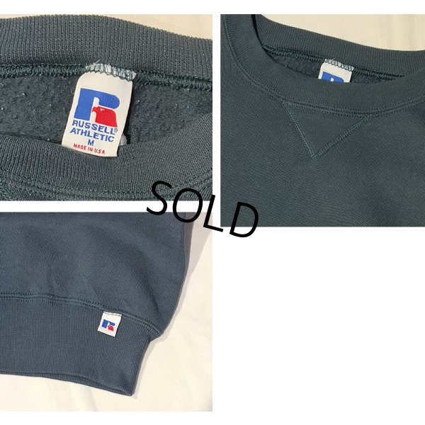 画像2: 90'ｓ【USA製】【RUSSELL】ラッセル 【ビンテージ】モスグリーン【無地】【クルーネック】前V スウェット【サイズM】 