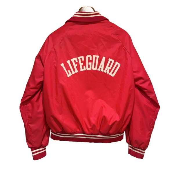 画像3: アメリカンレッドクロスとライフガードの関係記入！！〜90'ｓ【ビンテージ】Champion【チャンピオン】RED CROSS レッドクロス 赤十字 LIFEGUARD【赤】【ナイロンスタジャン】【サイズM】 