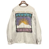 【90’s】USA製【CYRK SPORT】ビンテージ【DEERFIELD〜】太陽 鹿【グレー】【モックネックロンT】【サイズXL】 