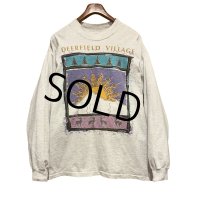 【90’s】USA製【CYRK SPORT】ビンテージ【DEERFIELD〜】太陽 鹿【グレー】【モックネックロンT】【サイズXL】 