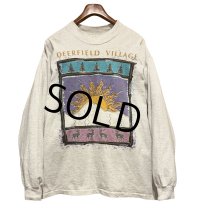 【90’s】USA製【CYRK SPORT】ビンテージ【DEERFIELD〜】太陽 鹿【グレー】【モックネックロンT】【サイズXL】 