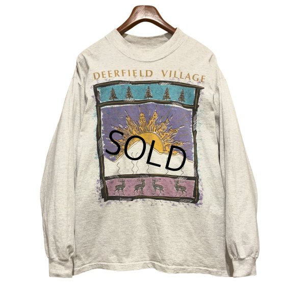 画像1: 【90’s】USA製【CYRK SPORT】ビンテージ【DEERFIELD〜】太陽 鹿【グレー】【モックネックロンT】【サイズXL】 