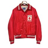 〜90'ｓ【ビンテージ】Champion【チャンピオン】RED CROSS レッドクロス 赤十字 LIFEGUARD【赤】【ナイロンスタジャン】【サイズM】 