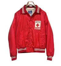〜90'ｓ【ビンテージ】Champion【チャンピオン】RED CROSS レッドクロス 赤十字 LIFEGUARD【赤】【ナイロンスタジャン】【サイズM】 