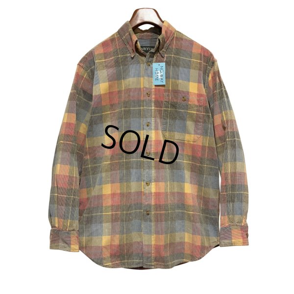 画像1: ビンテージ ORVIS【オービス】【赤ｘ青ｘ黄色】チェック【コーデュロイ】ボタンダウンシャツ【サイズＭ】 