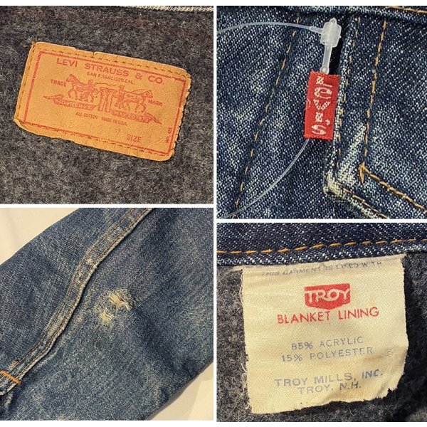 画像2: 70’s【USA製】ビンテージ【LEVI'S】【リーバイス】【70505】トロイミルズ社製 ブランケット裏地付き【デニムジャケット】【US42】 