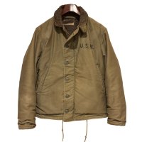 40's【ビンテージ】【米軍実物】【U.S.NAVY】【N-1】【デッキジャケット】【US38程度】 