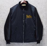 ~80’s【USA製】【ビンテージ】GOLD CROWN【ゴールドクラウン】スタンドカラー 立ち襟 裏ボア付きサテンジャケット サテンブルゾン【サイズＬ】 