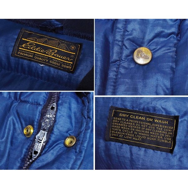 画像2: 80s~【ビンテージ】【Eddie Bauer】【エディーバウアー】【青】リップストップ【ダウンジャケット】【サイズＸＬ程度】 