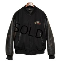 90’ｓ USA製【MV SPORT】【ビンテージ】MR.GASKET RACING【メルトンｘレザー】【黒】茶芯【スタジャン】【サイズM】 