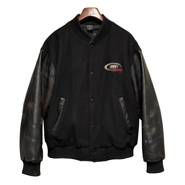 画像1: 90’ｓ USA製【MV SPORT】【ビンテージ】MR.GASKET RACING【メルトンｘレザー】【黒】茶芯【スタジャン】【サイズM】 