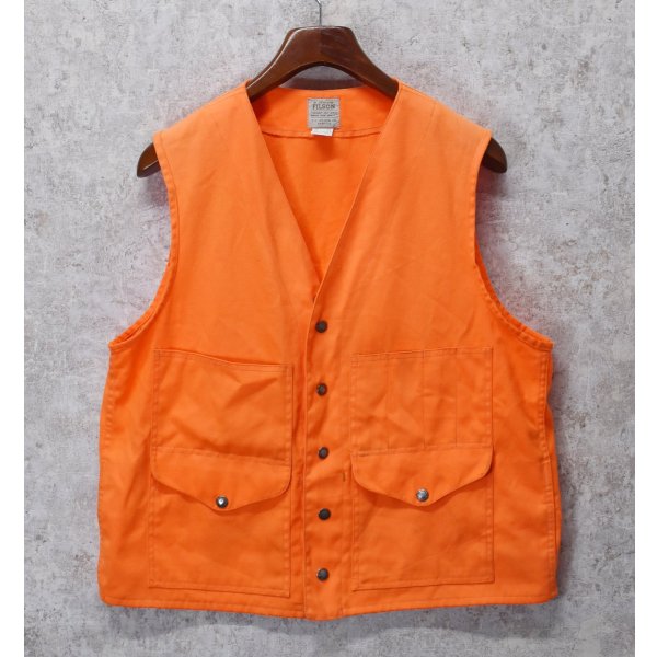 画像1: 【USA製】ビンテージ【filson】フィルソン【オレンジ】アクリル【ハンティングベスト】スナップボタン【US42】 