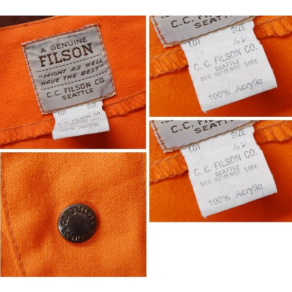 画像2: 【USA製】ビンテージ【filson】フィルソン【オレンジ】アクリル【ハンティングベスト】スナップボタン【US42】 