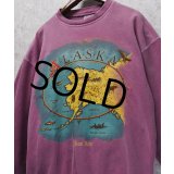 90's【USA製】【ビンテージ】アラスカ ALASKA【赤ピンク】袖サーマル【スウェット】【サイズＬ】 