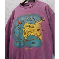90's【USA製】【ビンテージ】アラスカ ALASKA【赤ピンク】袖サーマル【スウェット】【サイズＬ】 