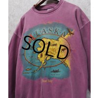 90's【USA製】【ビンテージ】アラスカ ALASKA【赤ピンク】袖サーマル【スウェット】【サイズＬ】 