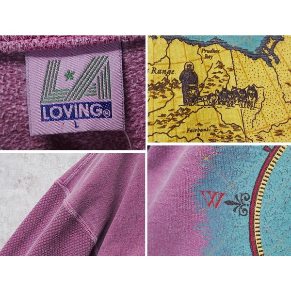 画像2: 90's【USA製】【ビンテージ】アラスカ ALASKA【赤ピンク】袖サーマル【スウェット】【サイズＬ】 