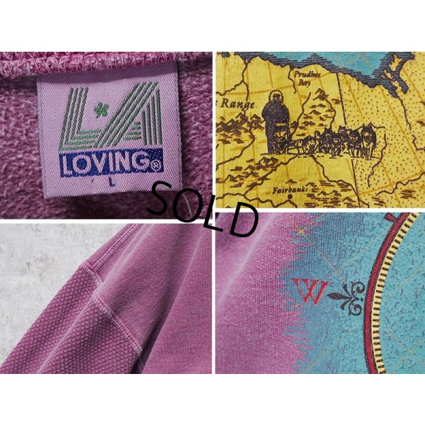 画像2: 90's【USA製】【ビンテージ】アラスカ ALASKA【赤ピンク】袖サーマル【スウェット】【サイズＬ】 