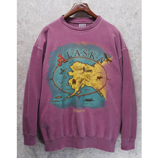 画像3: 90's【USA製】【ビンテージ】アラスカ ALASKA【赤ピンク】袖サーマル【スウェット】【サイズＬ】 