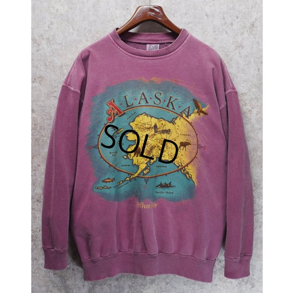 画像3: 90's【USA製】【ビンテージ】アラスカ ALASKA【赤ピンク】袖サーマル【スウェット】【サイズＬ】 