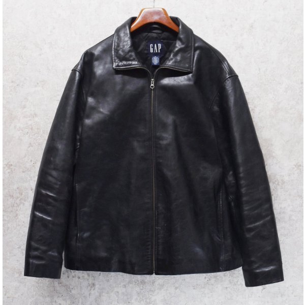 画像1: 【ビンテージ】オールドギャップ【GAP】【ギャップ】【ブラック】カーコート【レザージャケット】【サイズXL】 