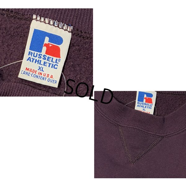 画像2: 90'ｓ【USA製】【RUSSELL】ラッセル 【ビンテージ】紫【無地】【クルーネック】前V スウェット【サイズXL】 