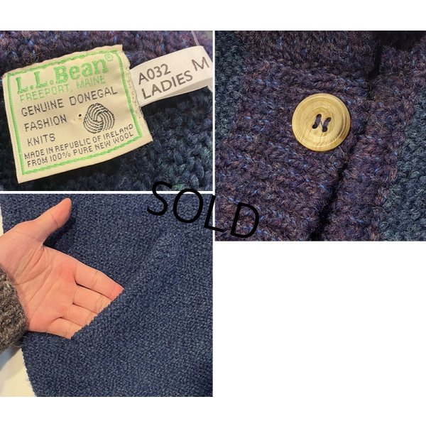 画像2: 80's~【アイルランド製】 ビンテージ【L.L.Bean】LLビーン【青×紫】【カーディガン】レディース【サイズW-M】 