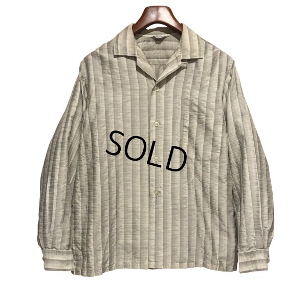 画像1: 60’s【Benhil】ベンヒル【ビンテージ】【モスグレー】オープンカラーシャツ【開襟シャツ】【サイズL程度】 