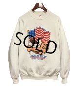 デッドストック 90's【USA製】JERZEES ジャージーズ【ビンテージ】【アメリカ国旗】バックプリント【白】スウェット【サイズL】 