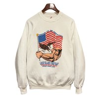 デッドストック 90's【USA製】JERZEES ジャージーズ【ビンテージ】【アメリカ国旗】バックプリント【白】スウェット【サイズL】 