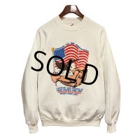 デッドストック 90's【USA製】JERZEES ジャージーズ【ビンテージ】【アメリカ国旗】バックプリント【白】スウェット【サイズL】 