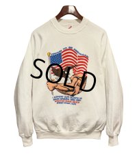 デッドストック 90's【USA製】JERZEES ジャージーズ【ビンテージ】【アメリカ国旗】バックプリント【白】スウェット【サイズL】 