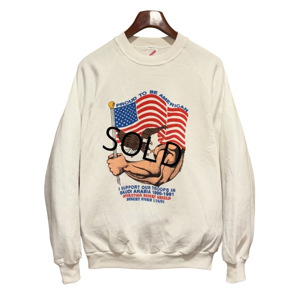画像1: デッドストック 90's【USA製】JERZEES ジャージーズ【ビンテージ】【アメリカ国旗】バックプリント【白】スウェット【サイズL】 