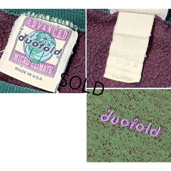 画像2: 90's【USA製】【ビンテージ】【duofold】デュオフォールド【緑ｘ紫】まだら模様【スウェット】【サイズＸＬ】 