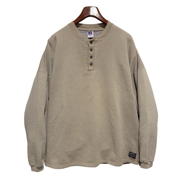 画像1: 90's【USA製】【RUSSELL】ラッセル 【ビンテージ】ベージュ 【無地】【ヘンリーネックネックスウェット】【サイズXXL】 