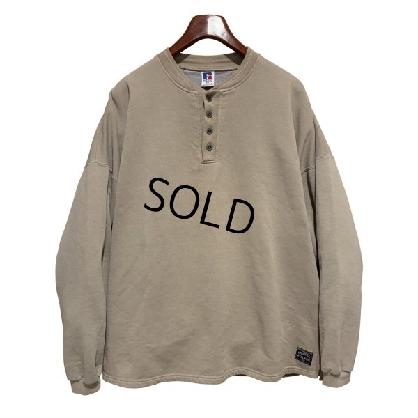 画像1: 90's【USA製】【RUSSELL】ラッセル 【ビンテージ】ベージュ 【無地】【ヘンリーネックネックスウェット】【サイズXXL】 