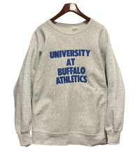 90's【USA製】【ビンテージ】【CROSS GRAIN】【UNIVERSITY AT BUFFALO ATHLETIC】カレッジロゴ【グレー】【スウェット】【サイズXXL】 