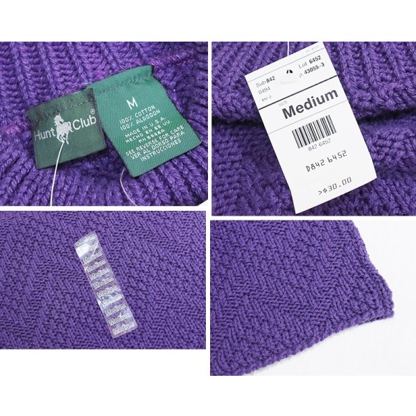 画像2: デッドストック【USA製】【ビンテージ】【Hunt Club】ハントクラブ【紫】【ハイネック】【コットンセーター】【サイズM】 