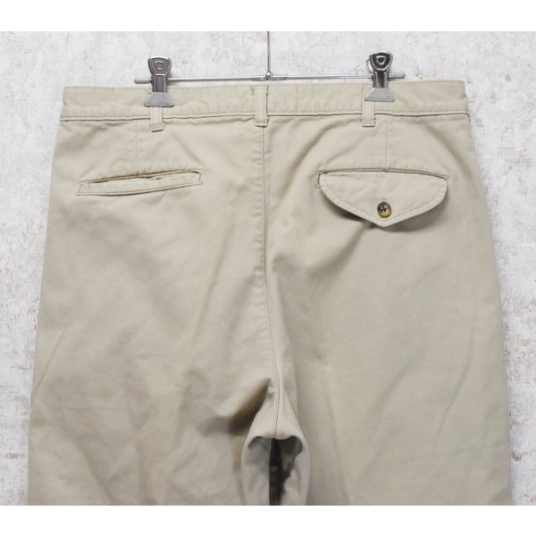 画像4: ~90's【USA製】【ビンテージ】【L.L.Bean】【エルエルビーン】【裏地赤チェック】【コットンパンツ】2タック【カーキ】【34×34】 