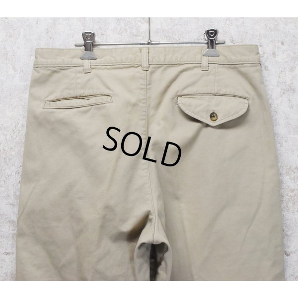 画像4: ~90's【USA製】【ビンテージ】【L.L.Bean】【エルエルビーン】【裏地赤チェック】【コットンパンツ】2タック【カーキ】【34×34】 