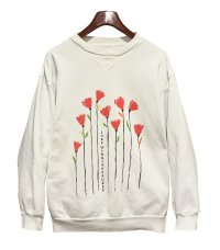 【ビンテージ】ウィニペソーキー湖【LAKE WINNIPESAUKEE】前V 花【白】スウェット【サイズL程度】 