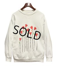 【ビンテージ】ウィニペソーキー湖【LAKE WINNIPESAUKEE】前V 花【白】スウェット【サイズL程度】 