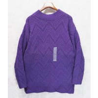 デッドストック【USA製】【ビンテージ】【Hunt Club】ハントクラブ【紫】【ハイネック】【コットンセーター】【サイズM】 