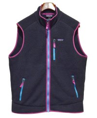 未使用品 ビンテージ【パタゴニア】【patagonia】チャコール×紫×水色【レトロパイルベスト】【フリースベスト】【サイズL】 