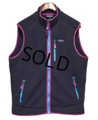 未使用品 ビンテージ【パタゴニア】【patagonia】チャコール×紫×水色【レトロパイルベスト】【フリースベスト】【サイズL】 