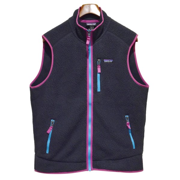 画像1: 未使用品 ビンテージ【パタゴニア】【patagonia】チャコール×紫×水色【レトロパイルベスト】【フリースベスト】【サイズL】 