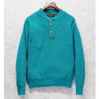 【〜90's】【ビンテージ】Eddie Bauer【エディーバウアー】エメラルド【コットンヘンリーネックセーター】【サイズL】 